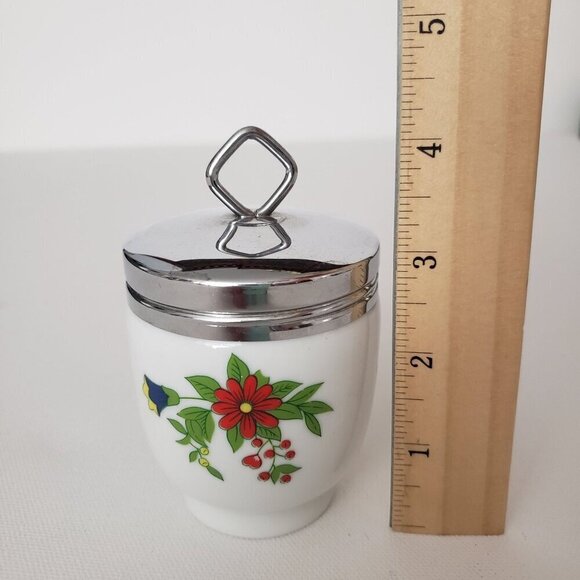 Vintage Shafford Persian Garden Pattern Porcelain Double Egg Coddler Metal Lid - Picture 7 of 12